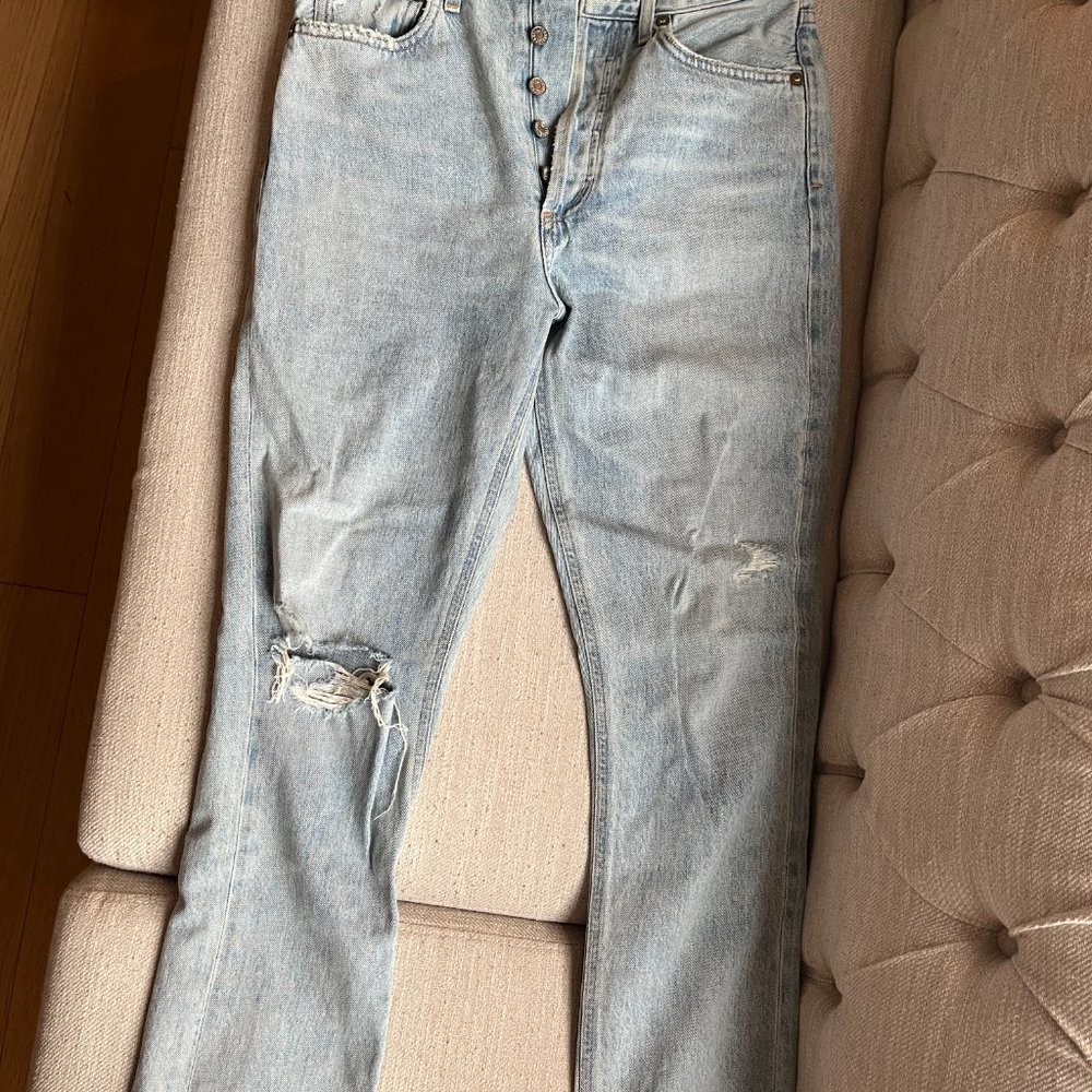 AGOLDE Riley High Rise Straight Crop Distressed Jean - Picture 6 of 8